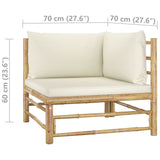 vidaXL 9 Piece Patio Lounge Set with Cream White Cushions Bamboo