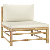 vidaXL 9 Piece Patio Lounge Set with Cream White Cushions Bamboo