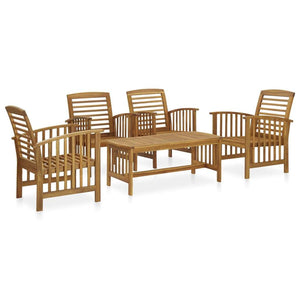 vidaXL Acacia Wood Garden Lounge Set 5 Piece White/Gray with/without Cushions