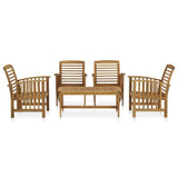 vidaXL Acacia Wood Garden Lounge Set 5 Piece White/Gray with/without Cushions