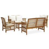 vidaXL Acacia Wood Garden Lounge Set 5 Piece White/Gray with/without Cushions