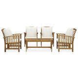 vidaXL Acacia Wood Garden Lounge Set 5 Piece White/Gray with/without Cushions