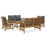 vidaXL Acacia Wood Garden Lounge Set 5 Piece White/Gray with/without Cushions