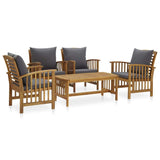 vidaXL Acacia Wood Garden Lounge Set 5 Piece White/Gray with/without Cushions