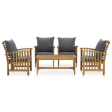 vidaXL Acacia Wood Garden Lounge Set 5 Piece White/Gray with/without Cushions