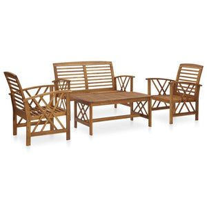 vidaXL Acacia Wood Garden Lounge Set 4 Piece White/Gray with/without Cushions