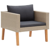 vidaXL 4-teiliges Terrassen-Lounge-Set mit Kissen Poly Rattan Beige