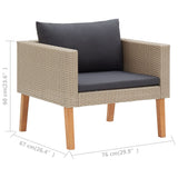 vidaXL 4-teiliges Terrassen-Lounge-Set mit Kissen Poly Rattan Beige