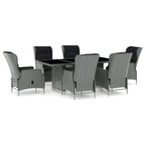 vidaXL Outdoor-Essgruppe mit Kissen 7-tlg. Poly Rattan Multi Color Dinner