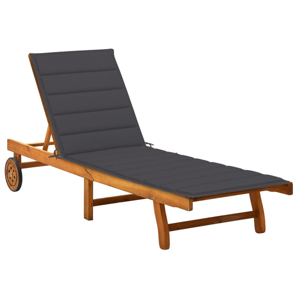 vidaXL Acacia Wood Patio Sun Lounger with Cushion 48.4