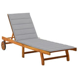 vidaXL Acacia Wood Patio Sun Lounger with Cushion 48.4"/4.8" Multi Colors