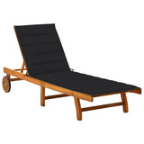 vidaXL Acacia Wood Patio Sun Lounger with Cushion 48.4"/4.8" Multi Colors