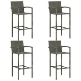 vidaXL 5 Piece Patio Bar Set with Armrest Poly Rattan Gray