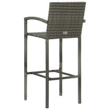 vidaXL 5 Piece Patio Bar Set with Armrest Poly Rattan Gray