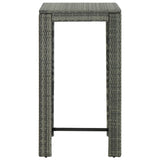 vidaXL 5 Piece Patio Bar Set with Armrest Poly Rattan Gray