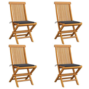 vidaXL 4x Solid Teak Wood Garden Chair with Multi Color Cushions Lounge Seat