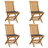 vidaXL 4x Solid Teak Wood Garden Chair with Multi Color Cushions Lounge Seat