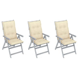 vidaXL 3/6x Acacia Wood Garden Reclining Chairs with Cushions Multi Colors