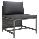 vidaXL 7-teiliges Terrassen-Lounge-Set mit Kissen Poly Rattan Grau