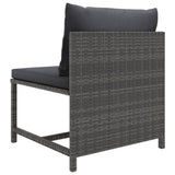 vidaXL 7-teiliges Terrassen-Lounge-Set mit Kissen Poly Rattan Grau