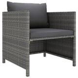 vidaXL 7-teiliges Terrassen-Lounge-Set mit Kissen Poly Rattan Grau