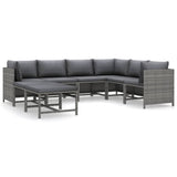 vidaXL 8 Piece Patio Lounge Set with Cushions Poly Rattan Gray