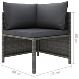 vidaXL 8-teiliges Terrassen-Lounge-Set mit Kissen Poly Rattan Grau