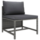 vidaXL 10-teiliges Terrassen-Lounge-Set mit Kissen Poly Rattan Grau