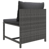 vidaXL 10-teiliges Terrassen-Lounge-Set mit Kissen Poly Rattan Grau