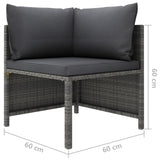 vidaXL 10-teiliges Terrassen-Lounge-Set mit Kissen Poly Rattan Grau