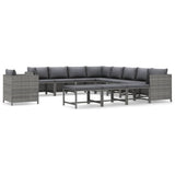 vidaXL 12 Piece Patio Lounge Set with Cushions Poly Rattan Gray