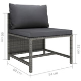 vidaXL 12-teiliges Terrassen-Lounge-Set mit Kissen Poly Rattan Grau