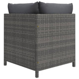 vidaXL 12-teiliges Terrassen-Lounge-Set mit Kissen Poly Rattan Grau