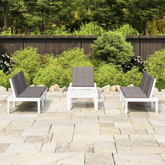 vidaXL Garden Lounge Set with Cushions 4 Piece Plastic Seating Gray/White