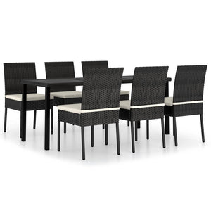 vidaXL Garden Dining Set 7/9 Piece Poly RattanOutdoor Dinner Seat Black/Gray