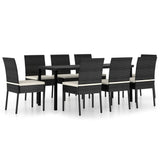 vidaXL Garden Dining Set 7/9 Piece Poly RattanOutdoor Dinner Seat Black/Gray