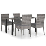 vidaXL Garden Dining Set 5/7 Piece Poly RattanOutdoor Dinner Seat Black/Gray