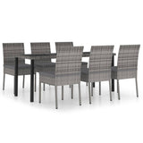 vidaXL Garden Dining Set 7/9 Piece Poly RattanOutdoor Dinner Seat Black/Gray