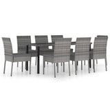 vidaXL Garden Dining Set 7/9 Piece Poly RattanOutdoor Dinner Seat Black/Gray