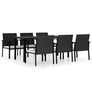 vidaXL Garden Dining Set 7/9 Piece Poly RattanOutdoor Dinner Seat Black/Gray