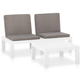 vidaXL Patio Lounge Set with Cushions Plastic Seat Sofa 2/4/6 Piece Gray/White