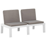 vidaXL Patio Lounge Set with Cushions Plastic Seat Sofa 2/4/6 Piece Gray/White