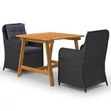 vidaXL 3 Piece Patio Dining Set Black