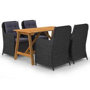 vidaXL 5 Piece Patio Dining Set Black