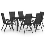 vidaXL Terrassen-Essgruppe Aluminium Schwarz Sitz 7/9-teilig 59,1"/74,8" Tischlänge