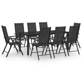 vidaXL Terrassen-Essgruppe Aluminium Schwarz Sitz 7/9-teilig 59,1"/74,8" Tischlänge