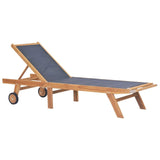 vidaXL Folding Sun Loungers with Wheels 2 pcs Solid Teak and Textilene