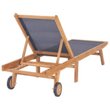 vidaXL Folding Sun Loungers with Wheels 2 pcs Solid Teak and Textilene