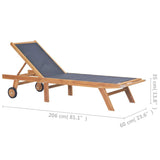 vidaXL Folding Sun Loungers with Wheels 2 pcs Solid Teak and Textilene