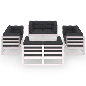 vidaXL 8-teiliges Terrassen-Lounge-Set mit Kissen Massives Kiefernholz